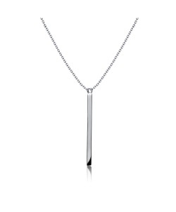 Rhodium Plated Classic Stick Silver Necklace SPE-5061-RP